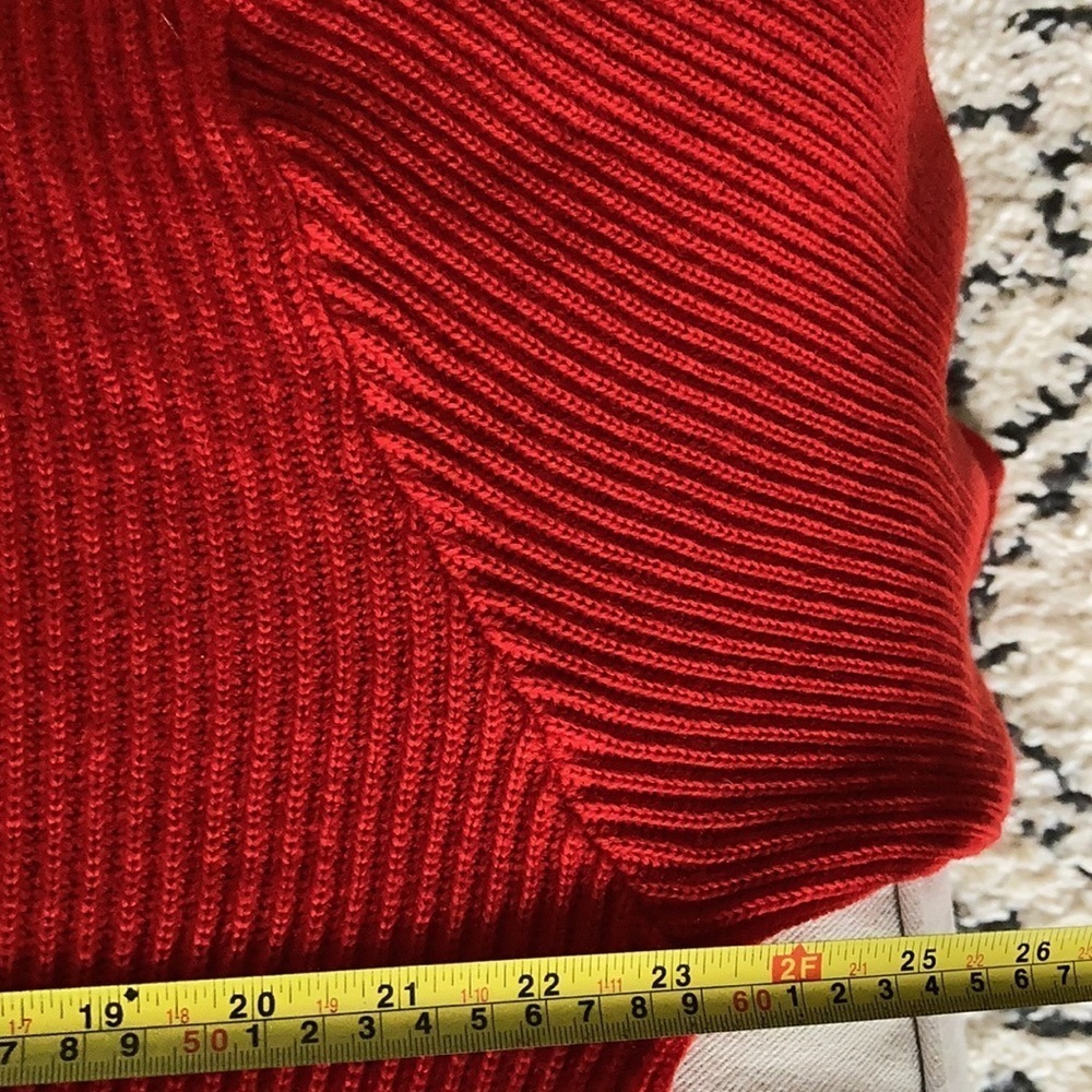 Vintage Obermeyer red zip cardigan sweater w black trim 100% wool grandma core - Picture 16 of 16